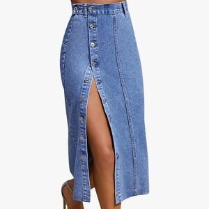 Women’s button down adjustable denim midi skirt
